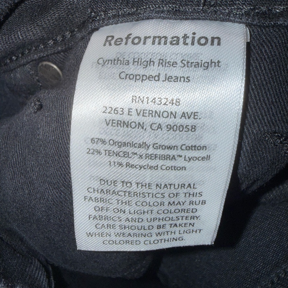 Reformation Cynthia High Rise Straight Jeans in Black - Picture 6 of 6